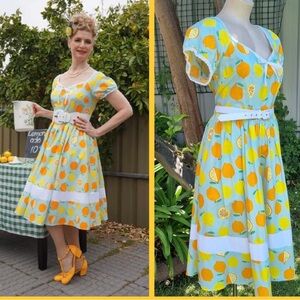 Like New Unique Vintage Citrus Pinup Dress: L